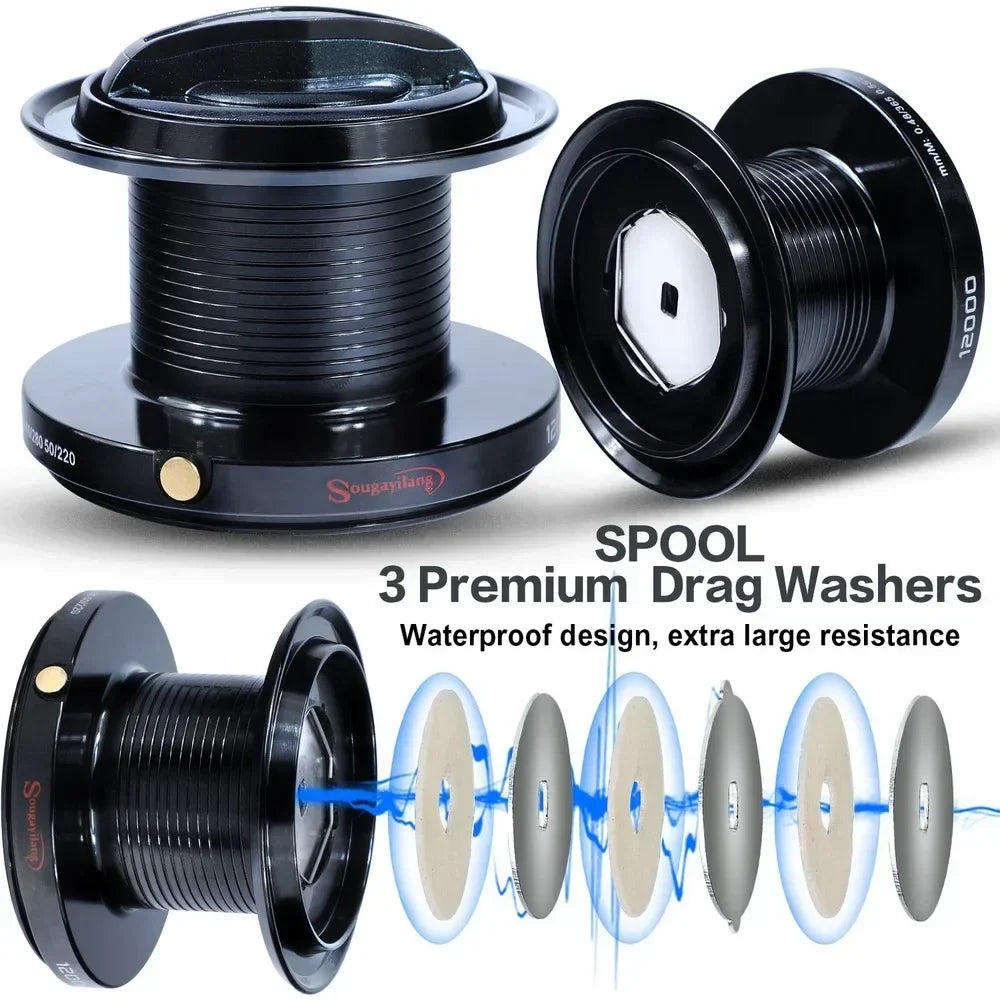 Big Game Spinning Reel Trolling Surf Casting Reel Black