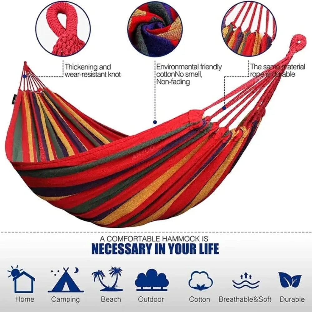 Single Wide Canvas Hammock Portable Outdoor Swing